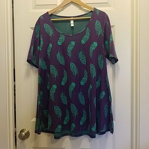 🛍 LulaRoe Perfect T peacock feather - size L